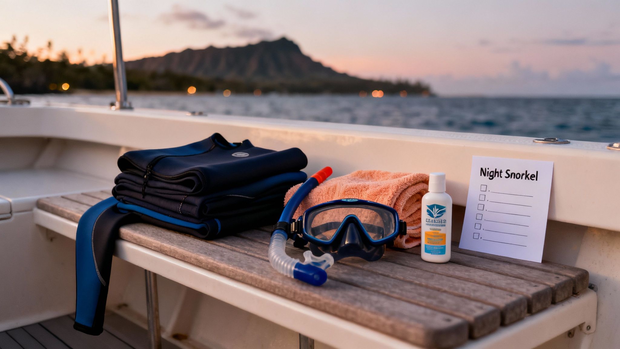 Person in a swimsuit getting ready to snorkel in clear blue water