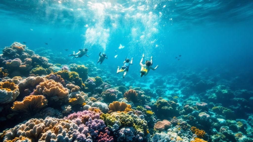 Vibrant coral reef and clear blue water in Kealakekua Bay