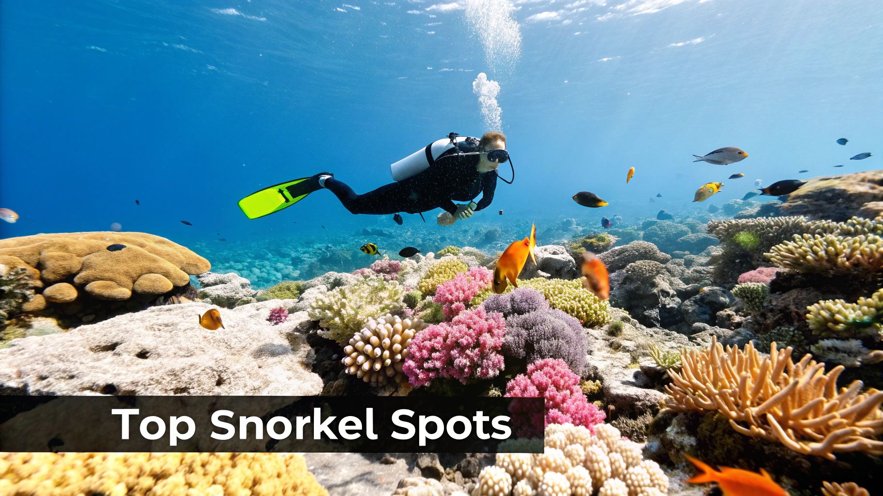 Vibrant coral reef and fish in Kealakekua Bay