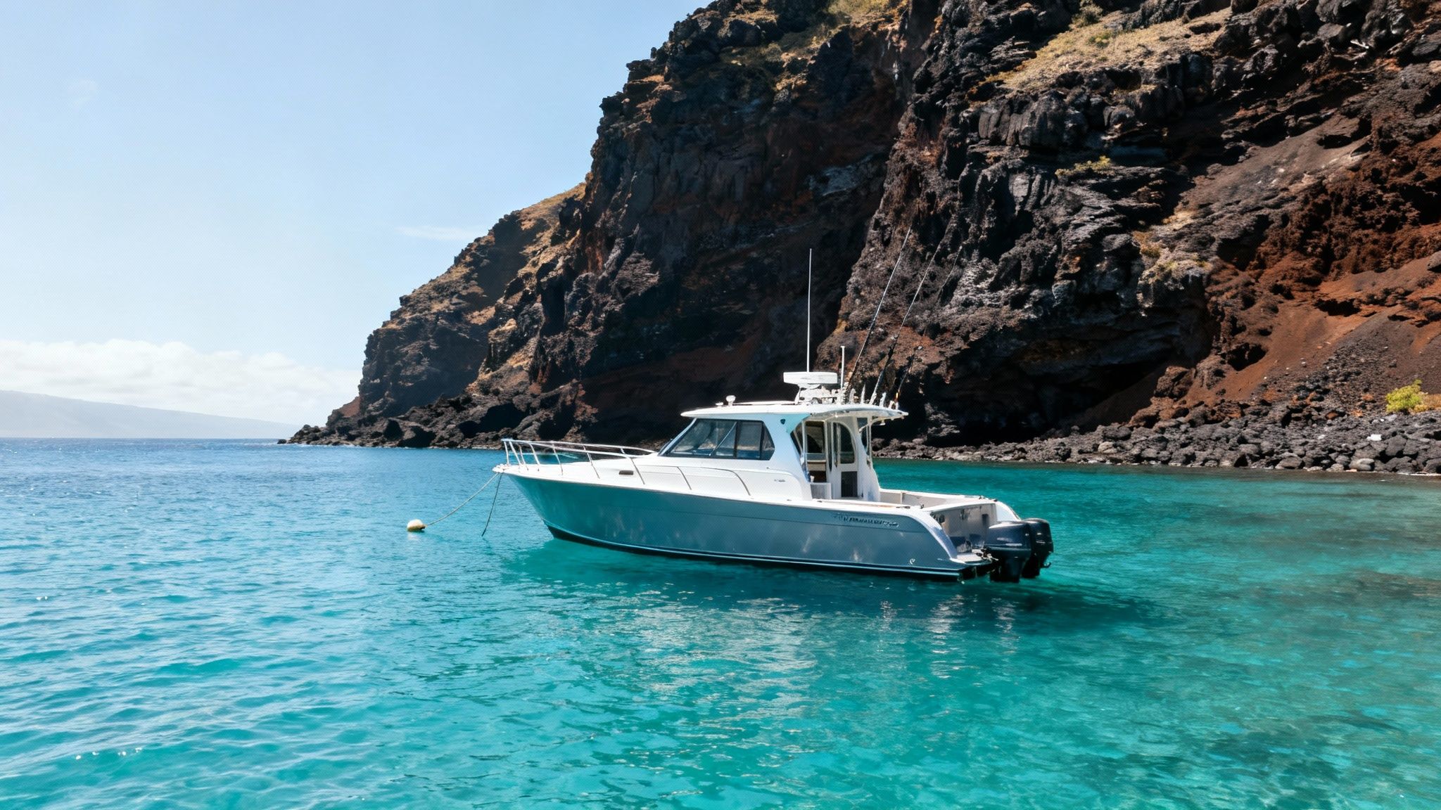Colorful tropical fish swimming over coral reefs in Kealakekua Bay