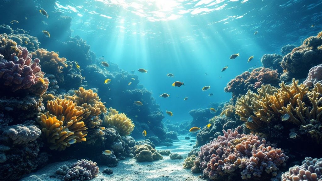 A view of the Captain Cook Monument from the water in Kealakekua Bay