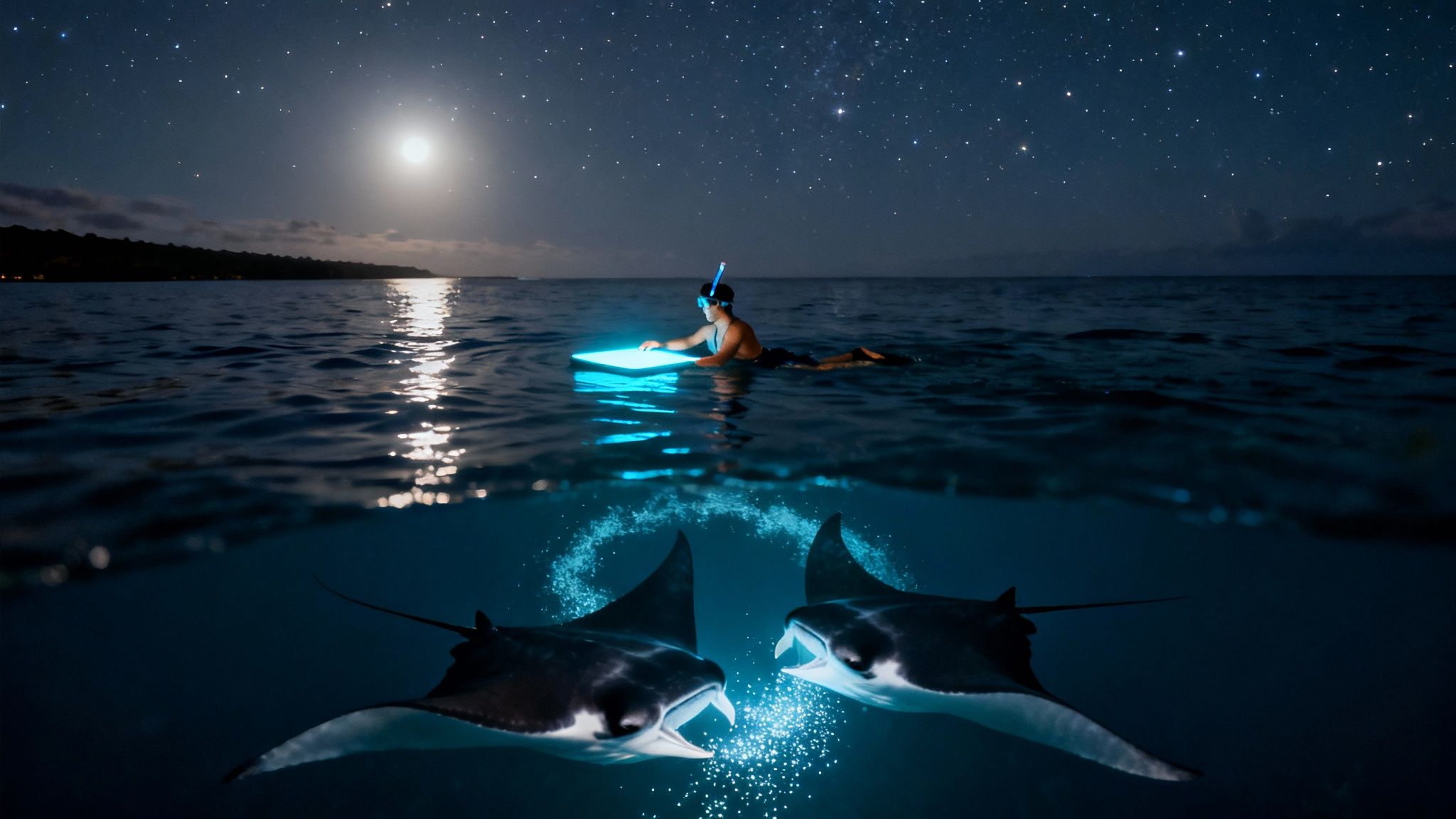 Swim with manta rays hawaii: Kona Night Snorkel Guide
