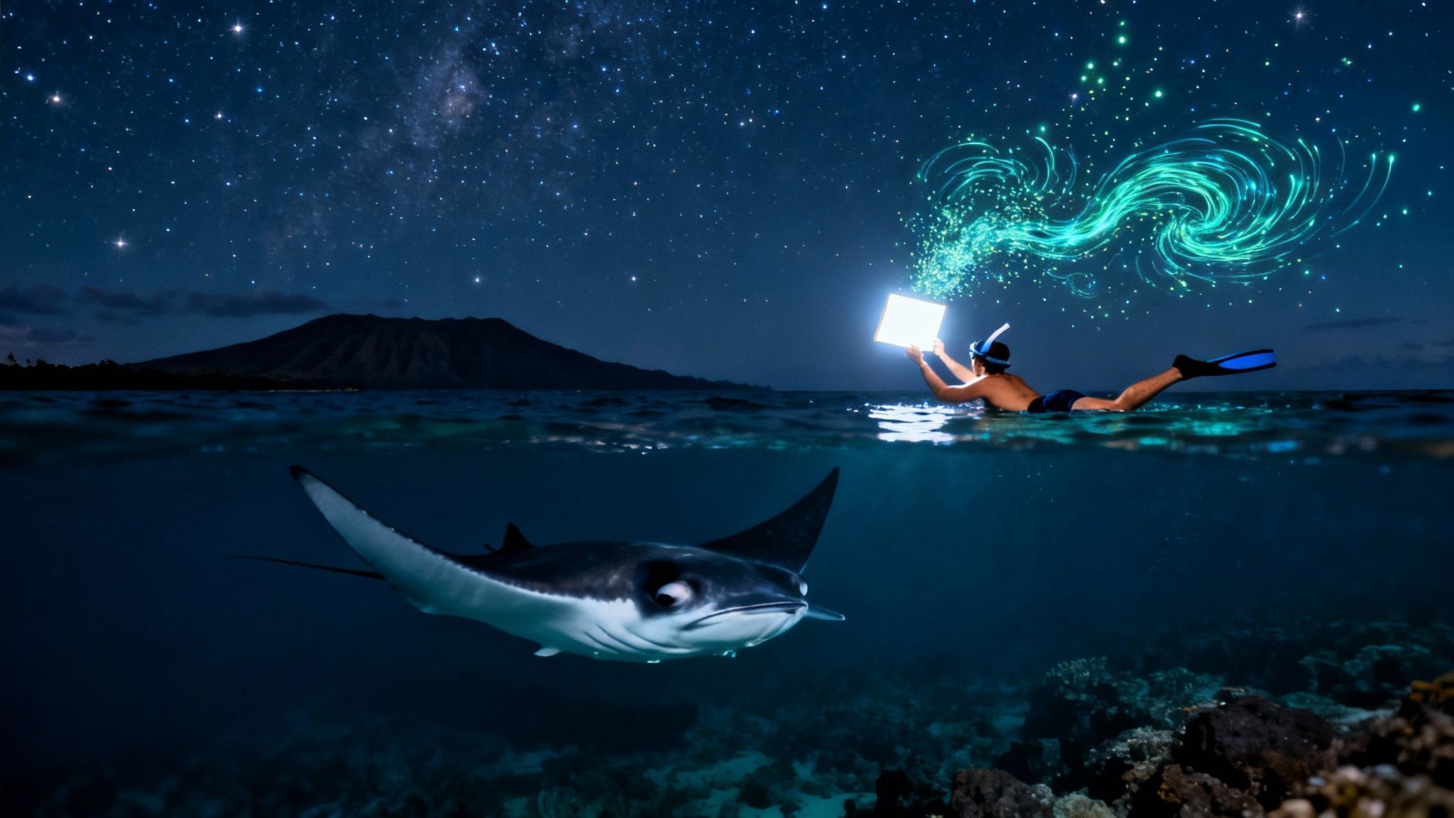 Kona manta ray snorkel kona: Night Tour Guide