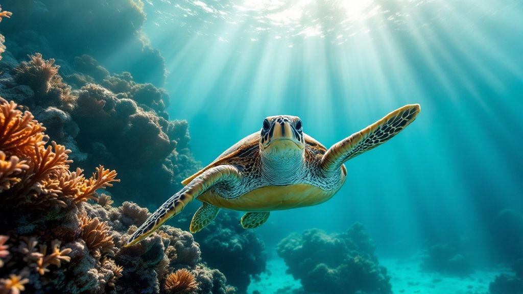 Underwater image showcasing diverse marine life