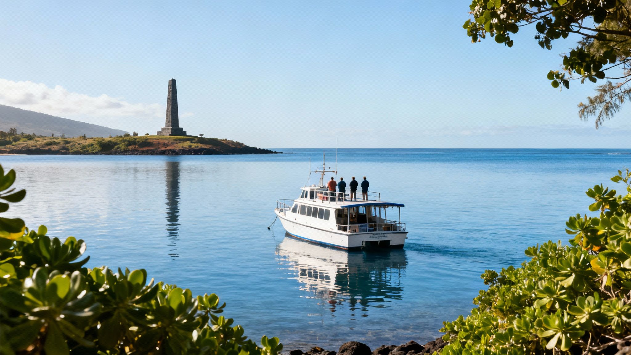 A group of snorkelers exploring a vibrant coral reef in Kealakekua Bay during a Captain Cook snorkel tour.