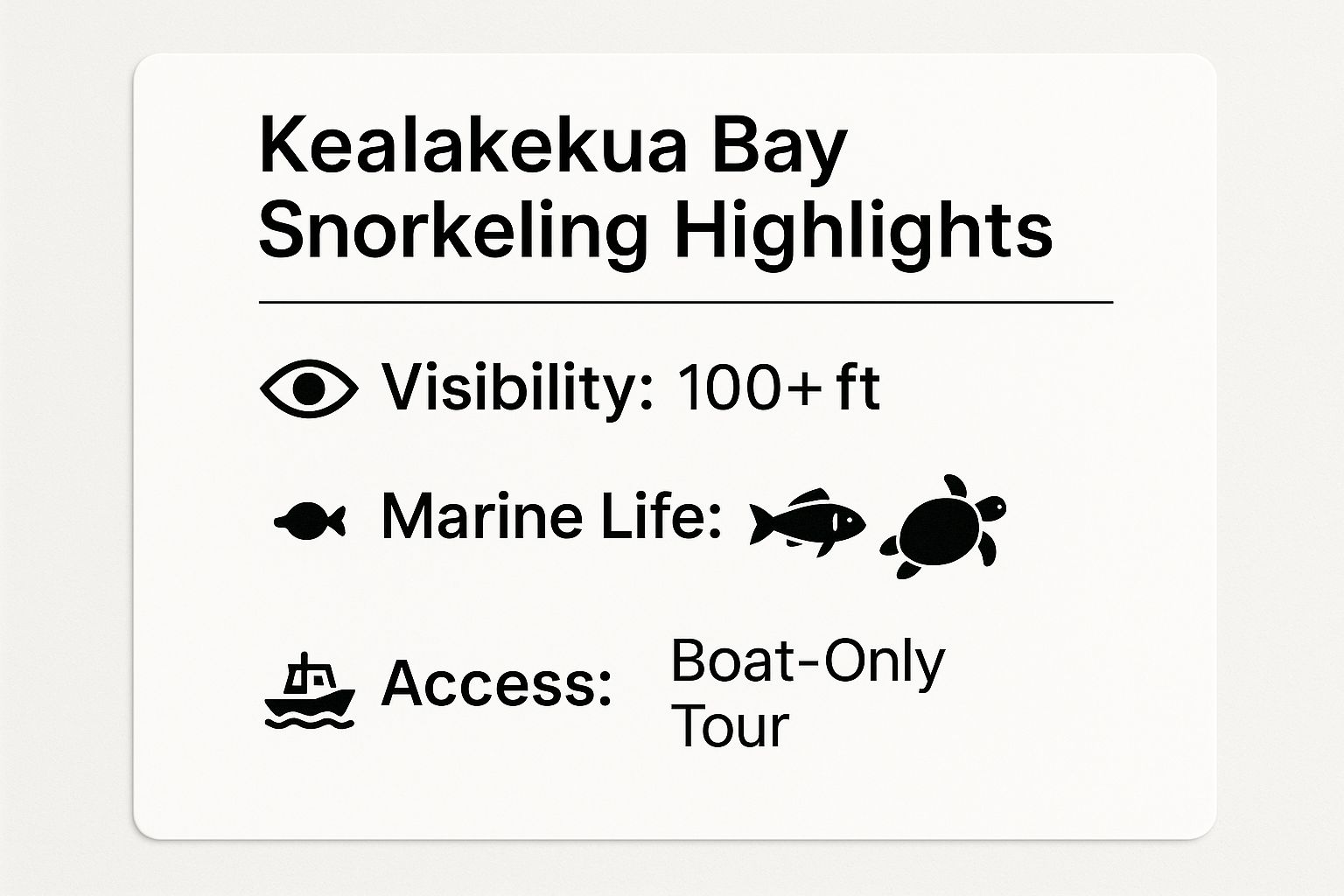 Infographic showing key data about Kealakekua Bay Snorkeling Tours (Captain Cook Monument)