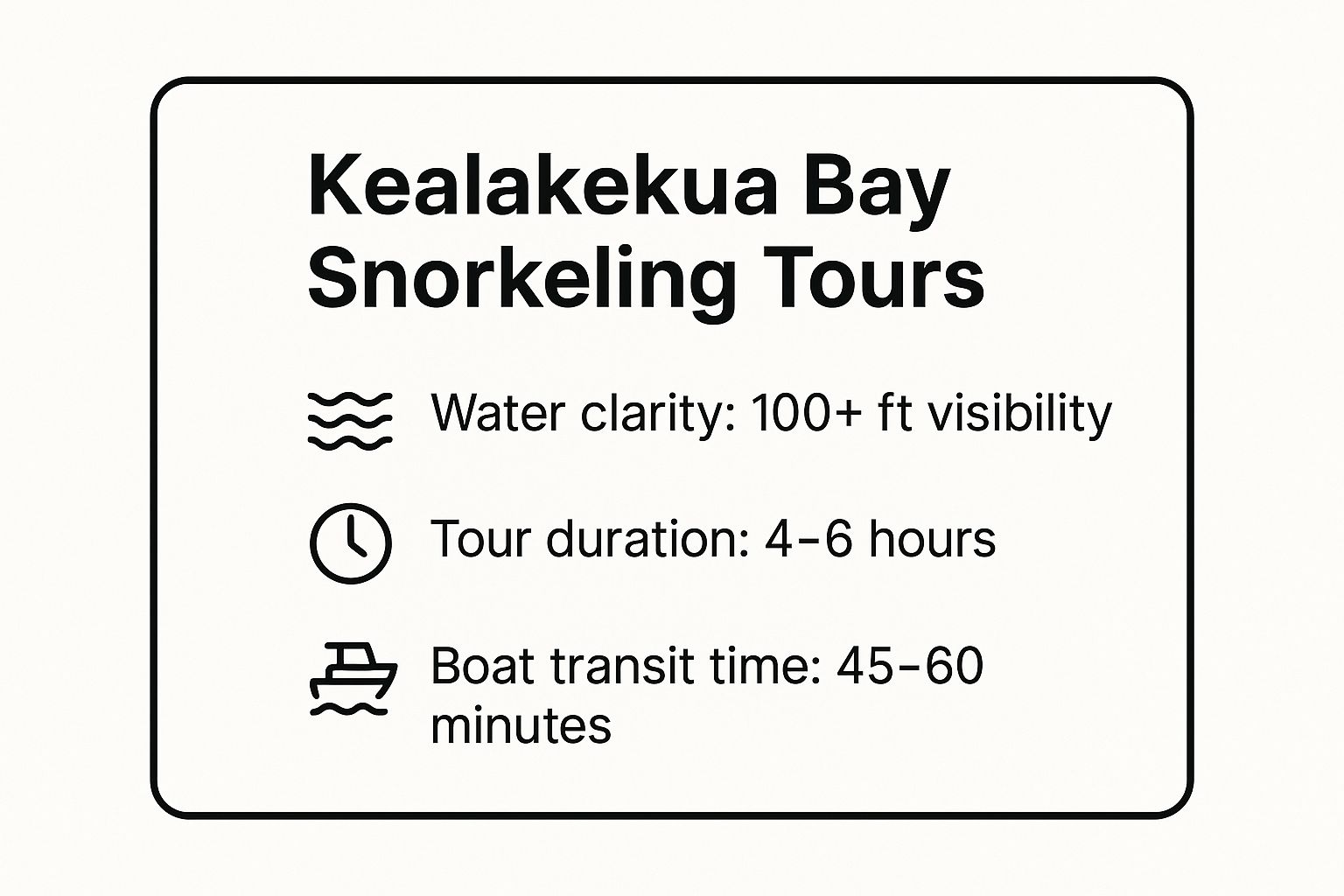 Infographic showing key data about Kealakekua Bay Snorkeling Tours: The Crown Jewel of Big Island Snorkeling