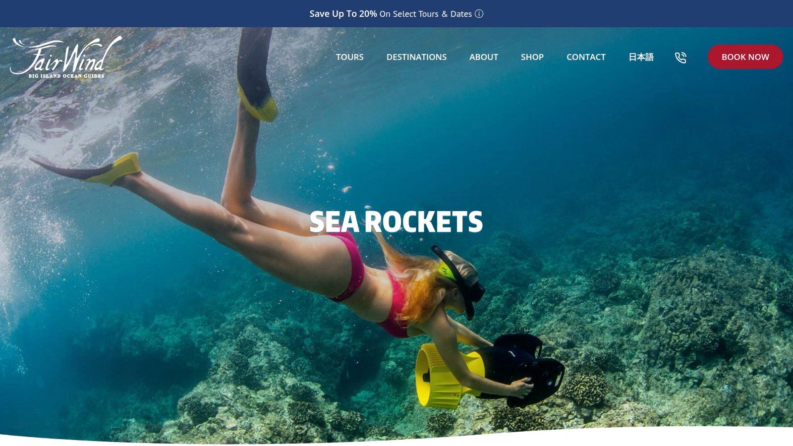 A diver uses a sea scooter to explore a coral reef during a Captain Cook snorkel tour.
