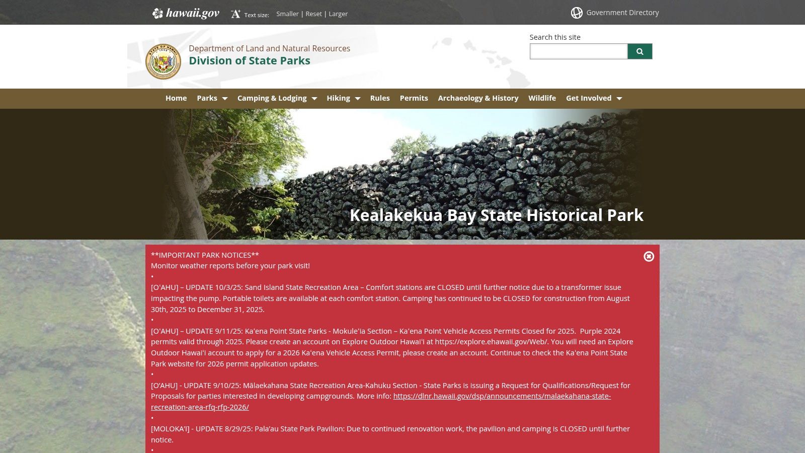 Hawaiʻi DLNR – Kealakekua Bay State Historical Park