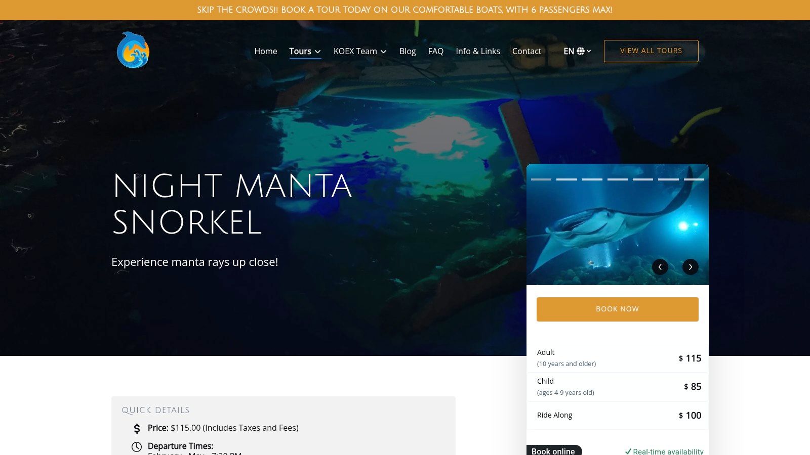 Kona Ocean Experience — Night Manta Snorkel