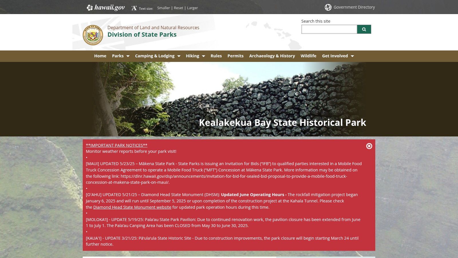 Kealakekua Bay State Historical Park Tours