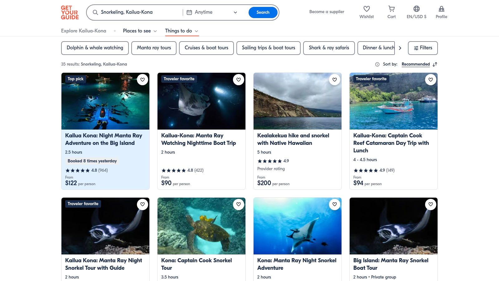 GetYourGuide – Kailua-Kona/Big Island Snorkeling