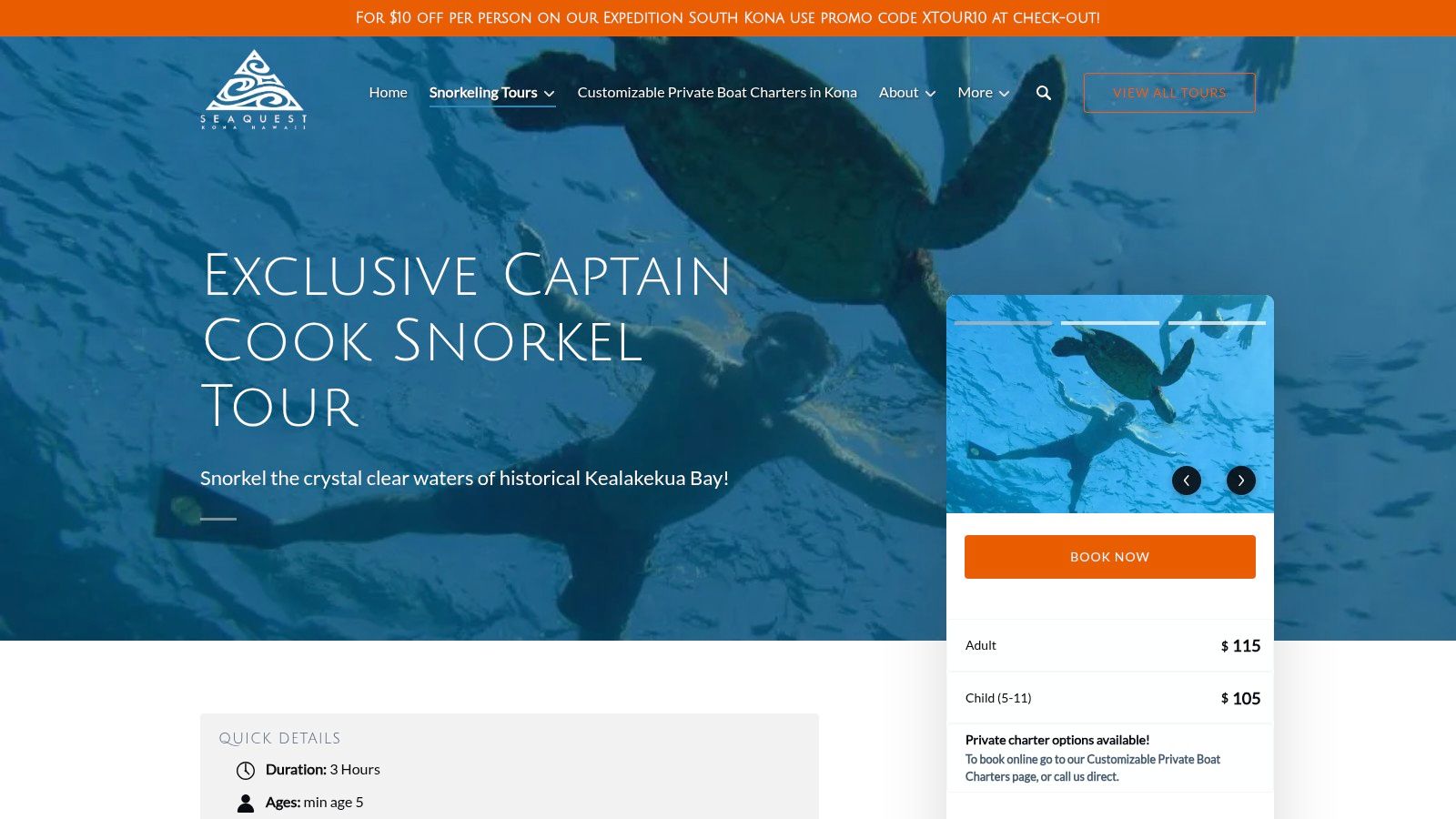 Sea Quest Hawai‘i — Exclusive Captain Cook Snorkel Tour