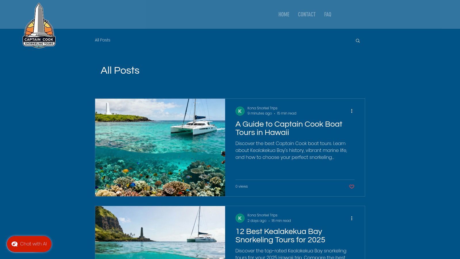 A small group enjoying a snorkeling tour in the clear blue waters of Kealakekua Bay, Kona.