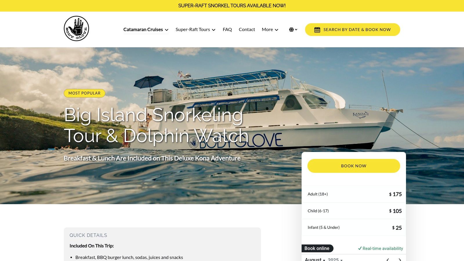 Body Glove Hawaiʻi catamaran with waterslide
