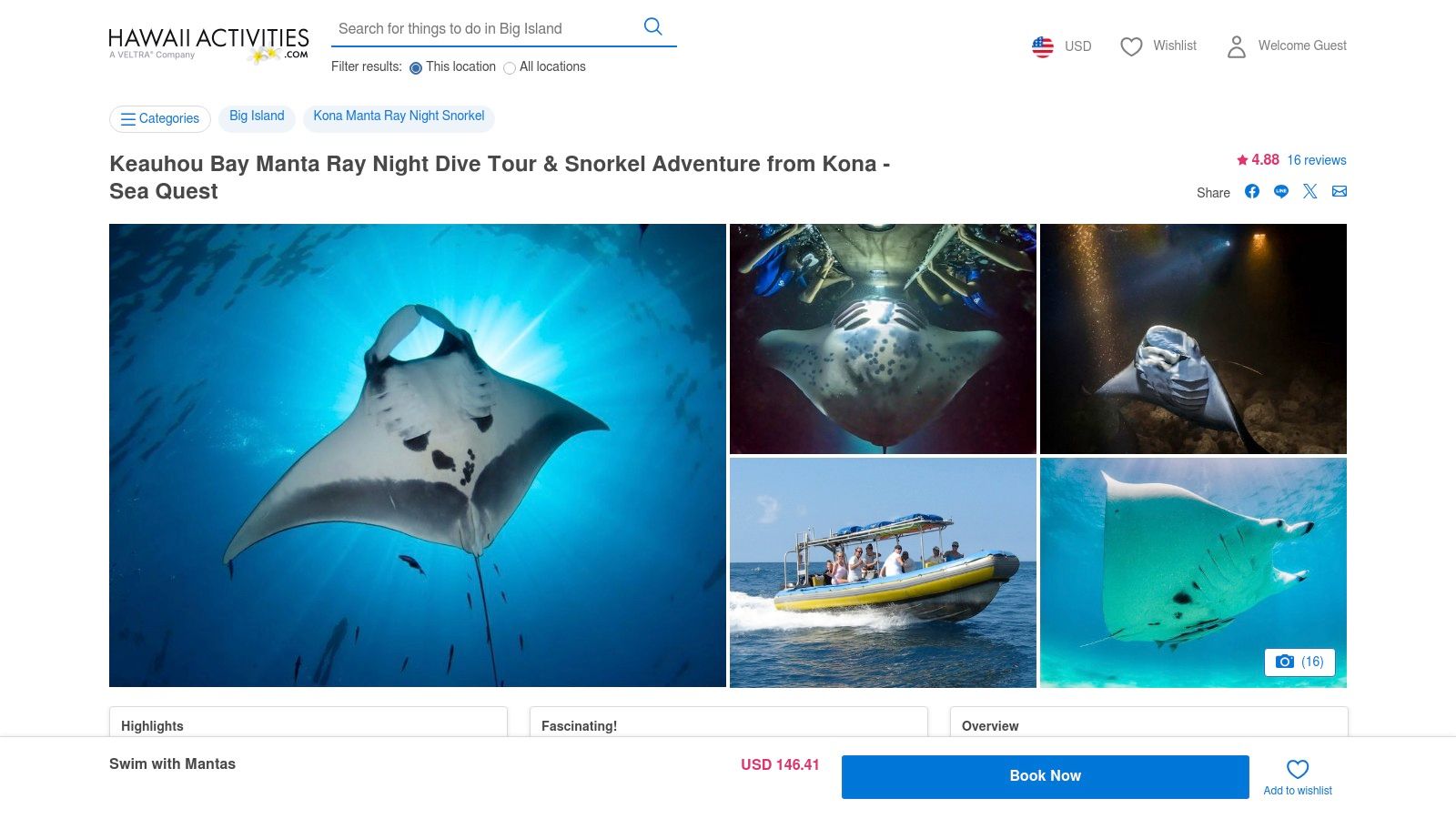 HawaiiActivities (VELTRA) — Curated Kona Manta Tours