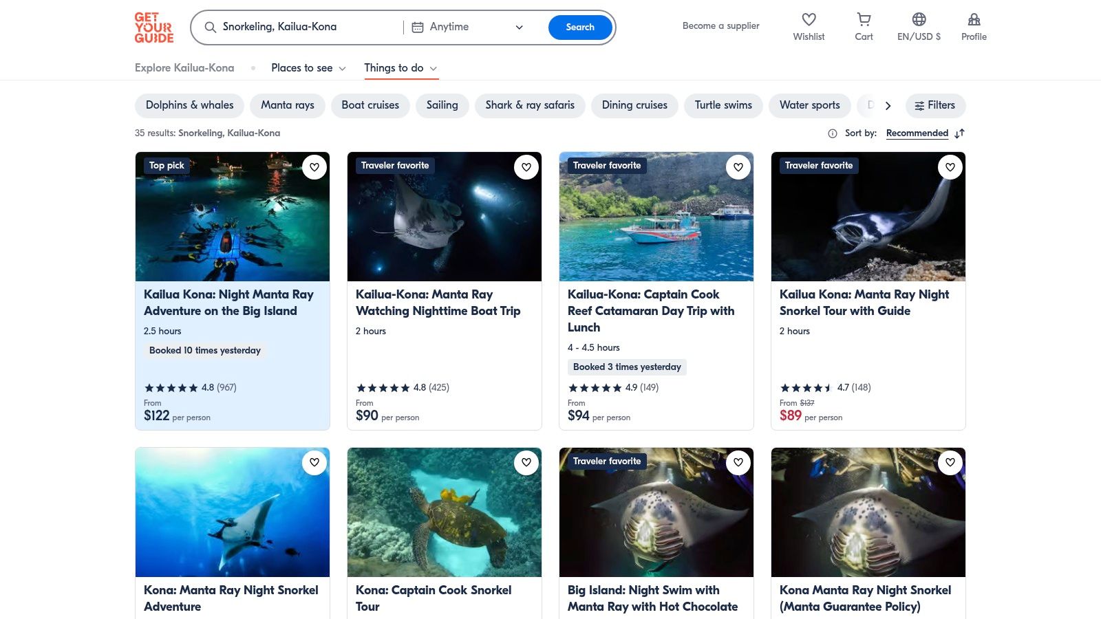 GetYourGuide – Kailua-Kona/Island of Hawai‘i Snorkeling