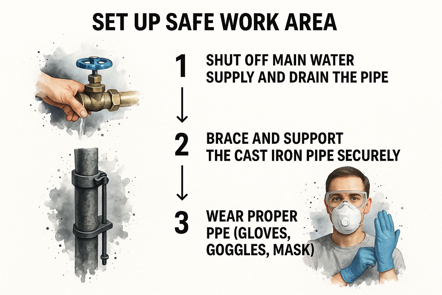 Infographic about how to repair cast iron pipe