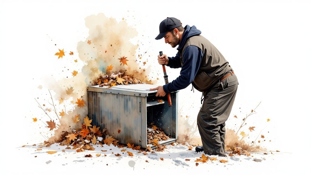 A close-up of a tankless water heater's digital display showing an error code