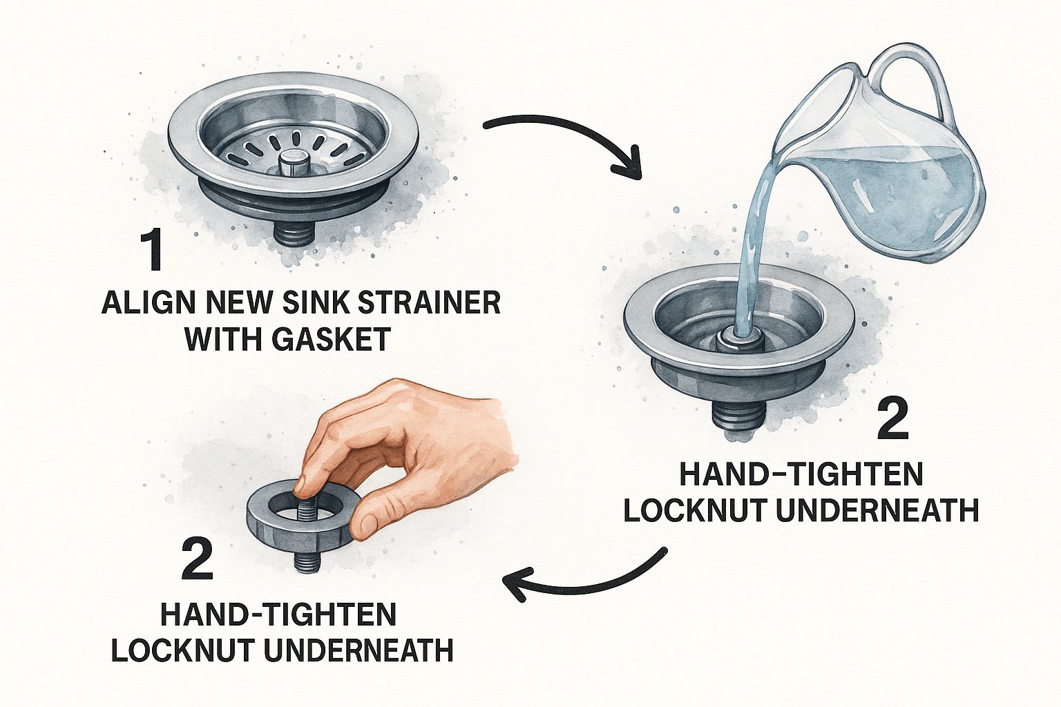 Infographic about how to replace kitchen sink strainer