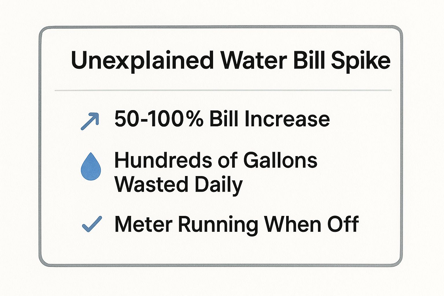 Infographic showing key data about Unexplained Increase in Water Bills