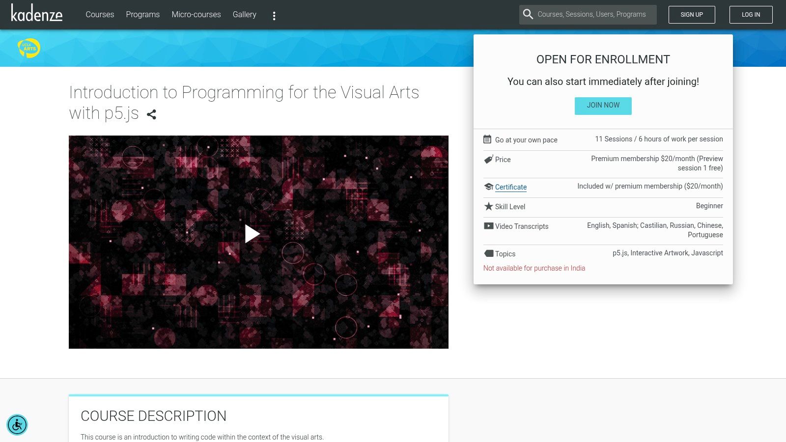 Creative Coding with p5.js by Kadenze