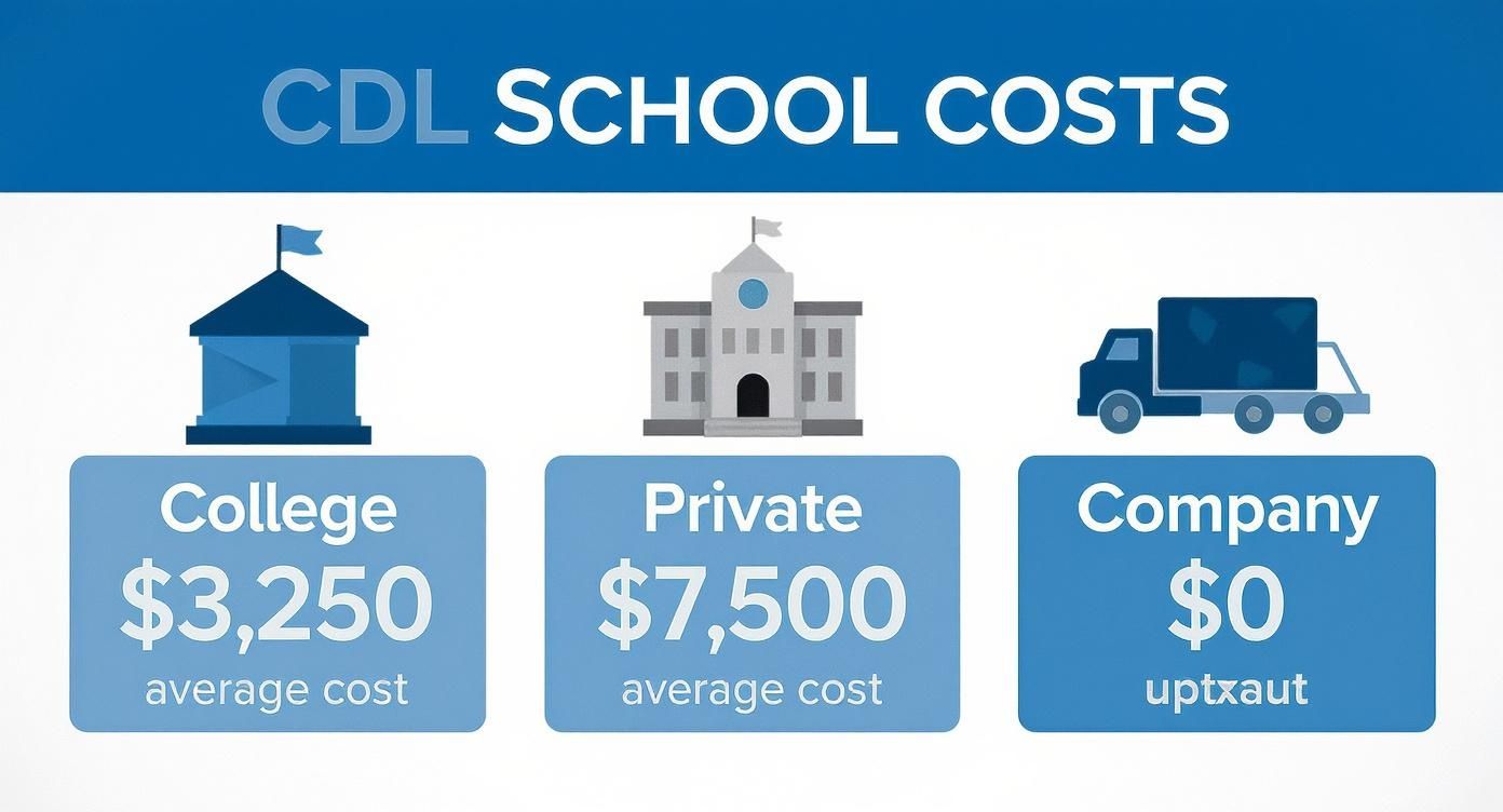 Infographic about how much does cdl school cost