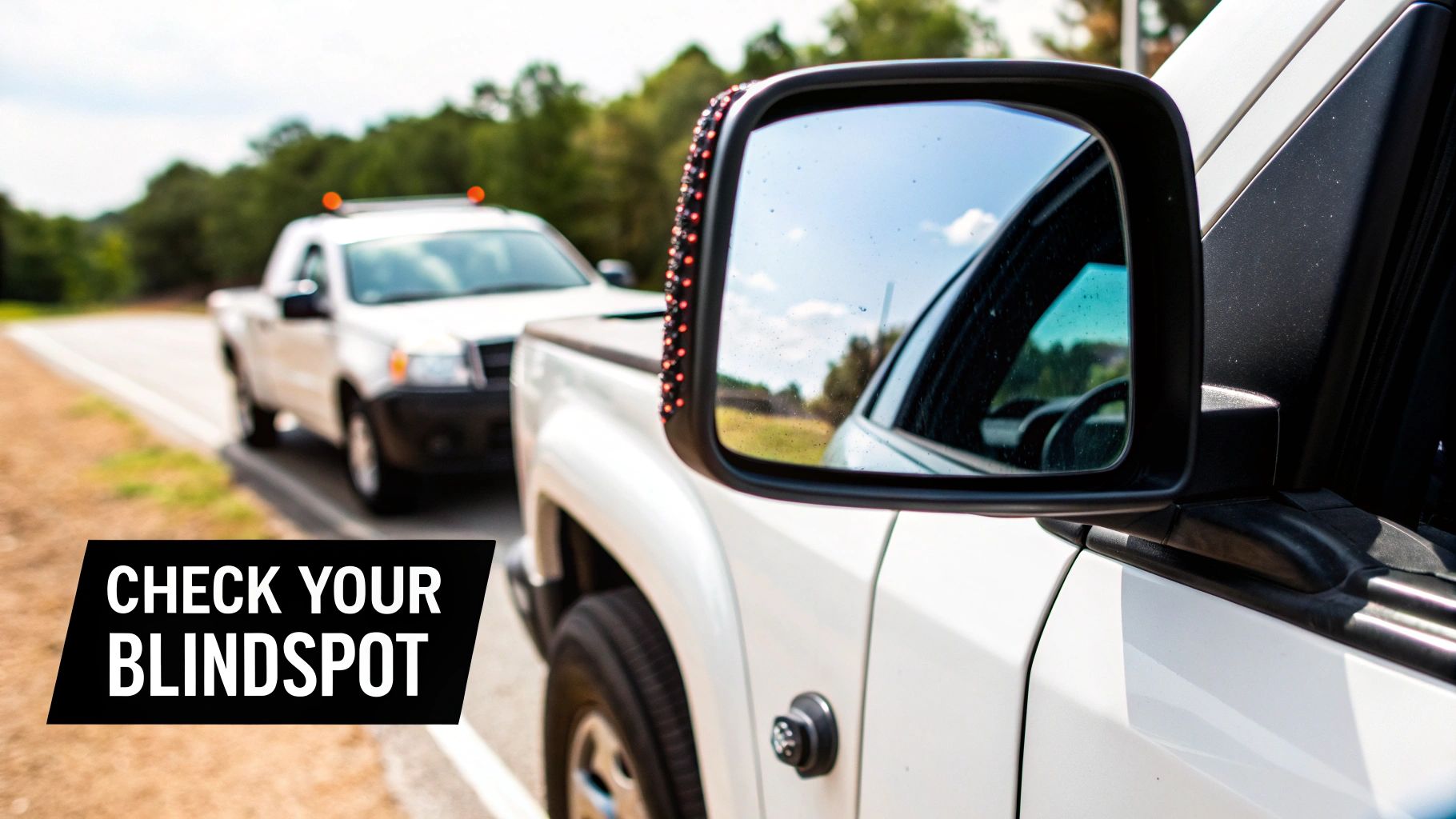 A diagram showing the large blind spots, or "No-Zones," around a commercial truck.