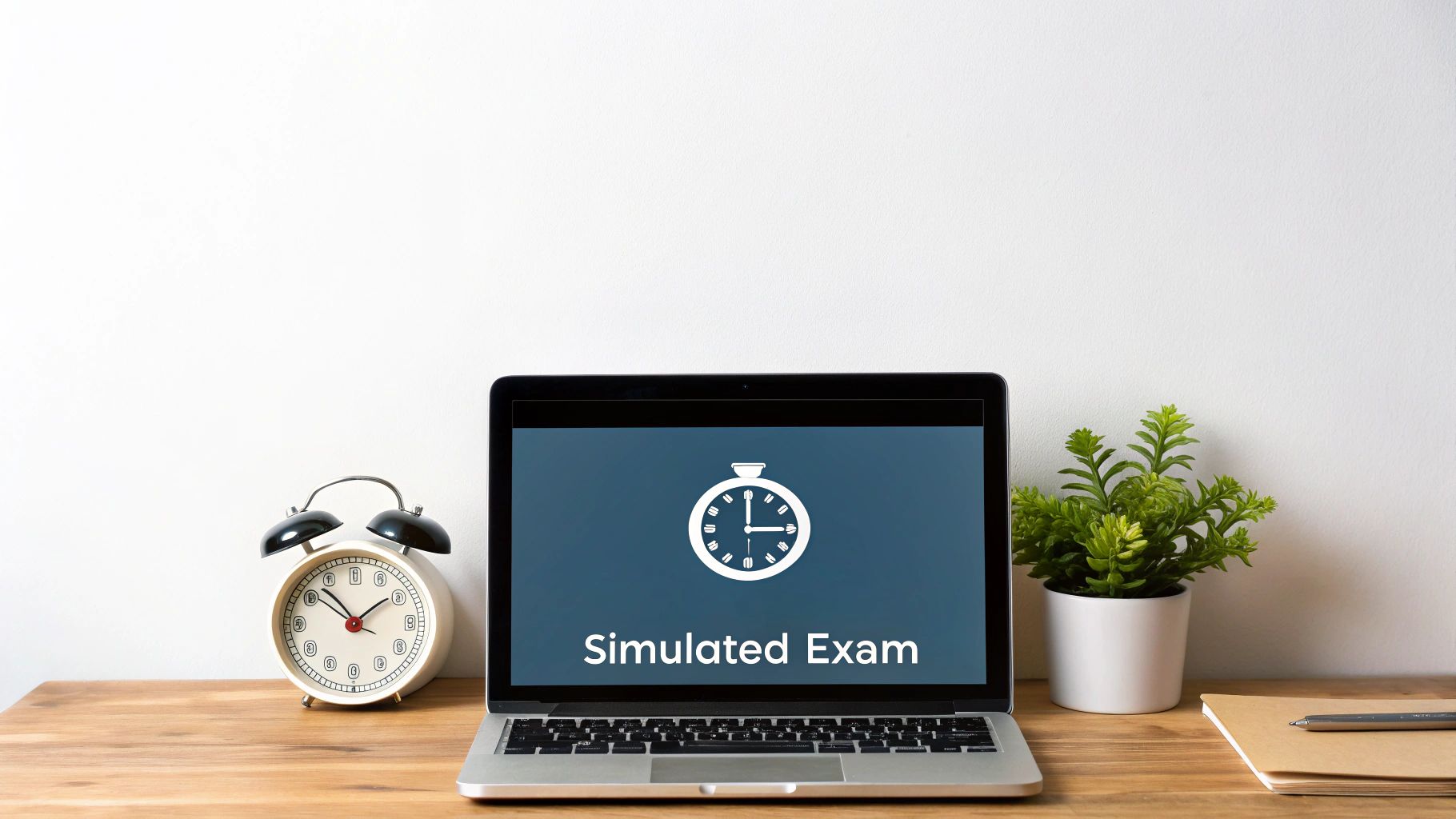 A person studying at a clean desk for a CDL endorsement practice test.