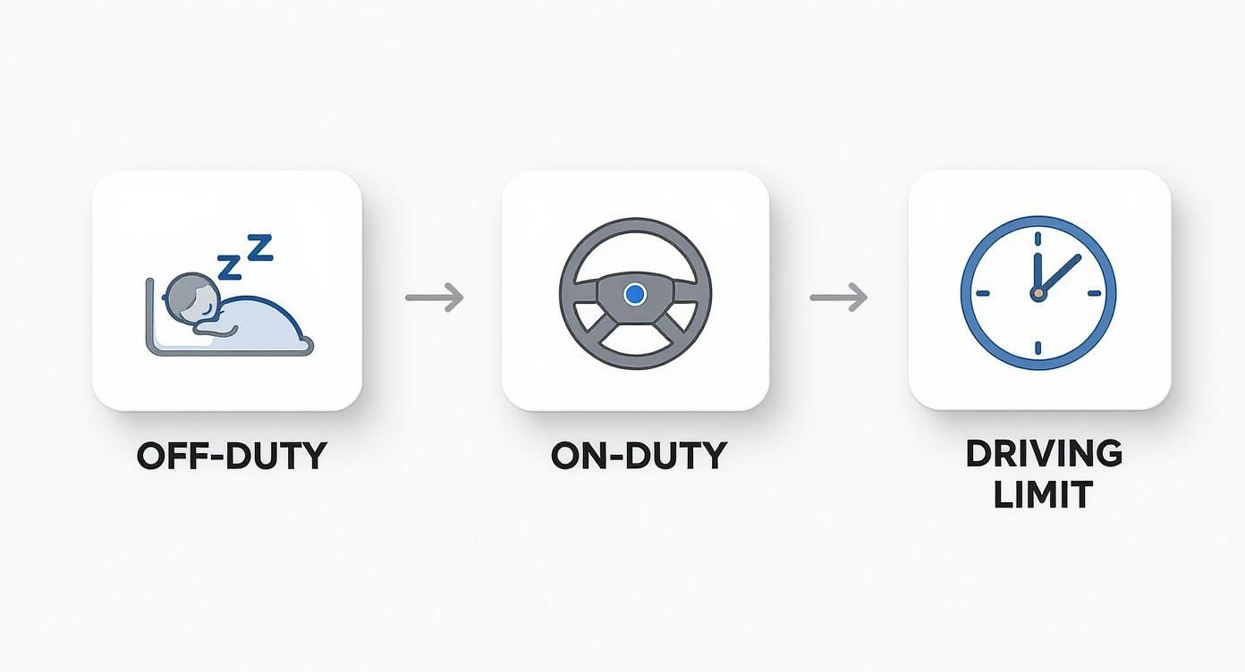 Infographic about truck driving hours of service rules