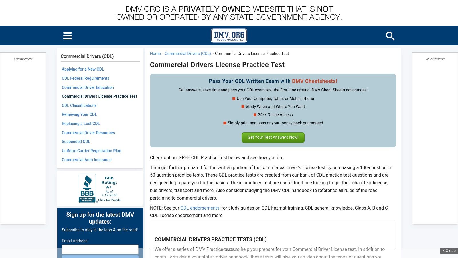 DMV.org – CDL Practice Test hub