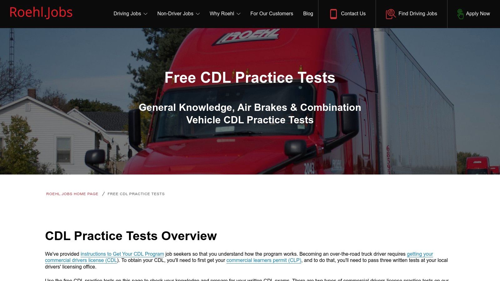 Roehl Transport – Free CDL Practice Tests