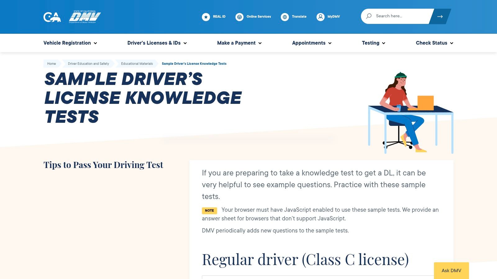 California DMV – Sample Commercial Knowledge Tests (official)