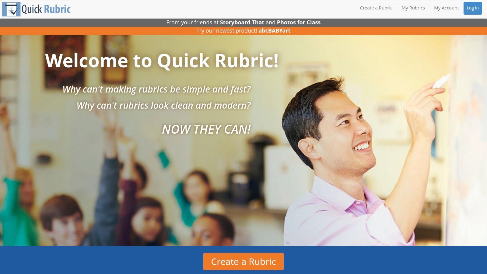 A teacher using a a free rubric creator tool on a laptop to create a writing rubric for a student assignment.