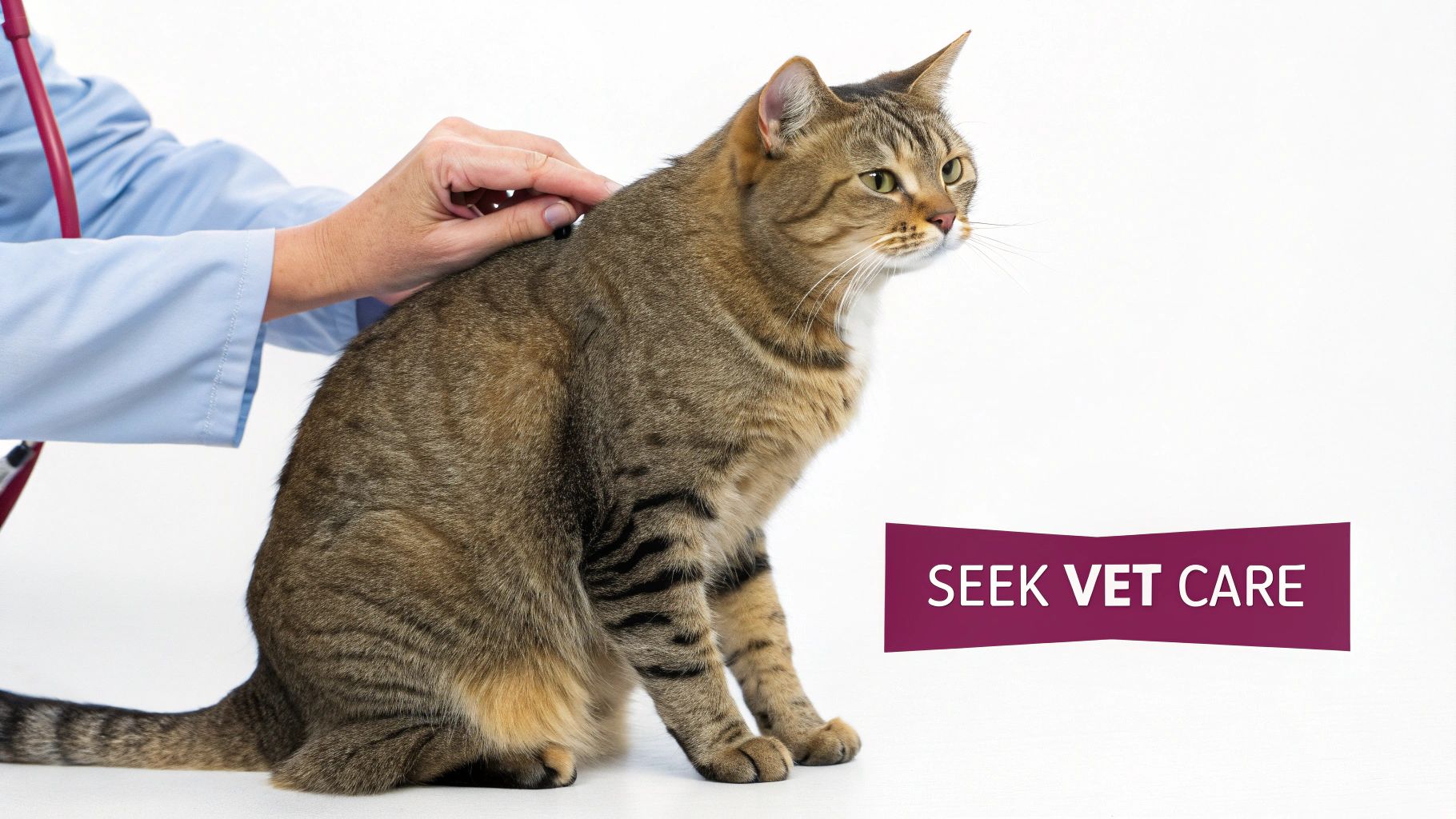 A curious cat with its tail in a question mark shape.