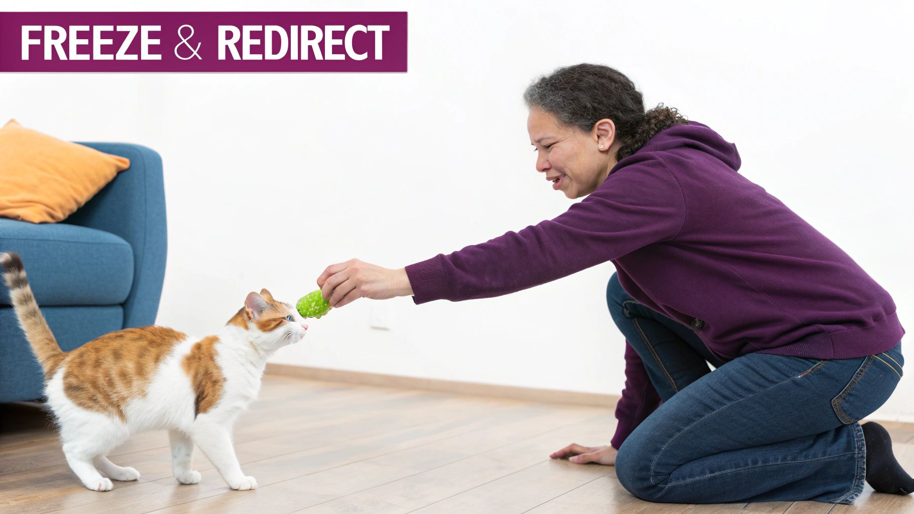 A concerned-looking cat resting its head on a soft blanket.
