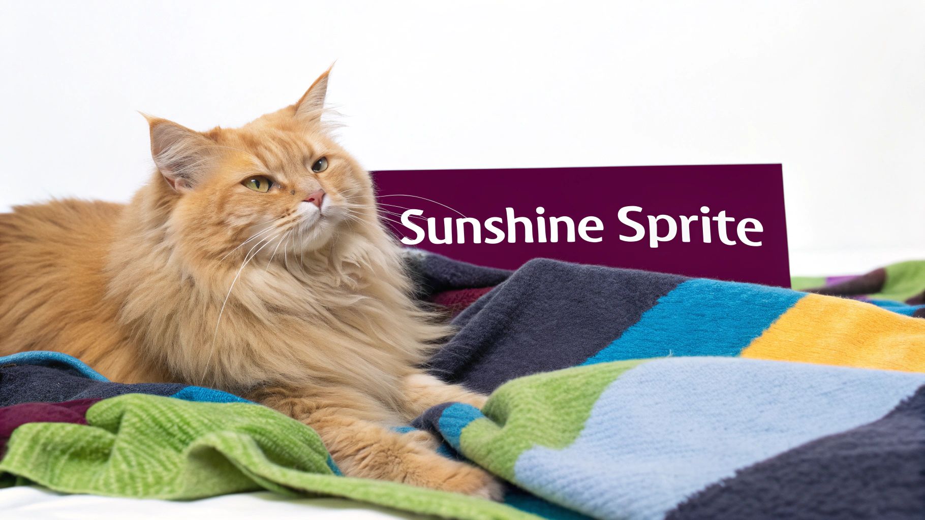 A fluffy orange domestic longhair cat lounging comfortably.