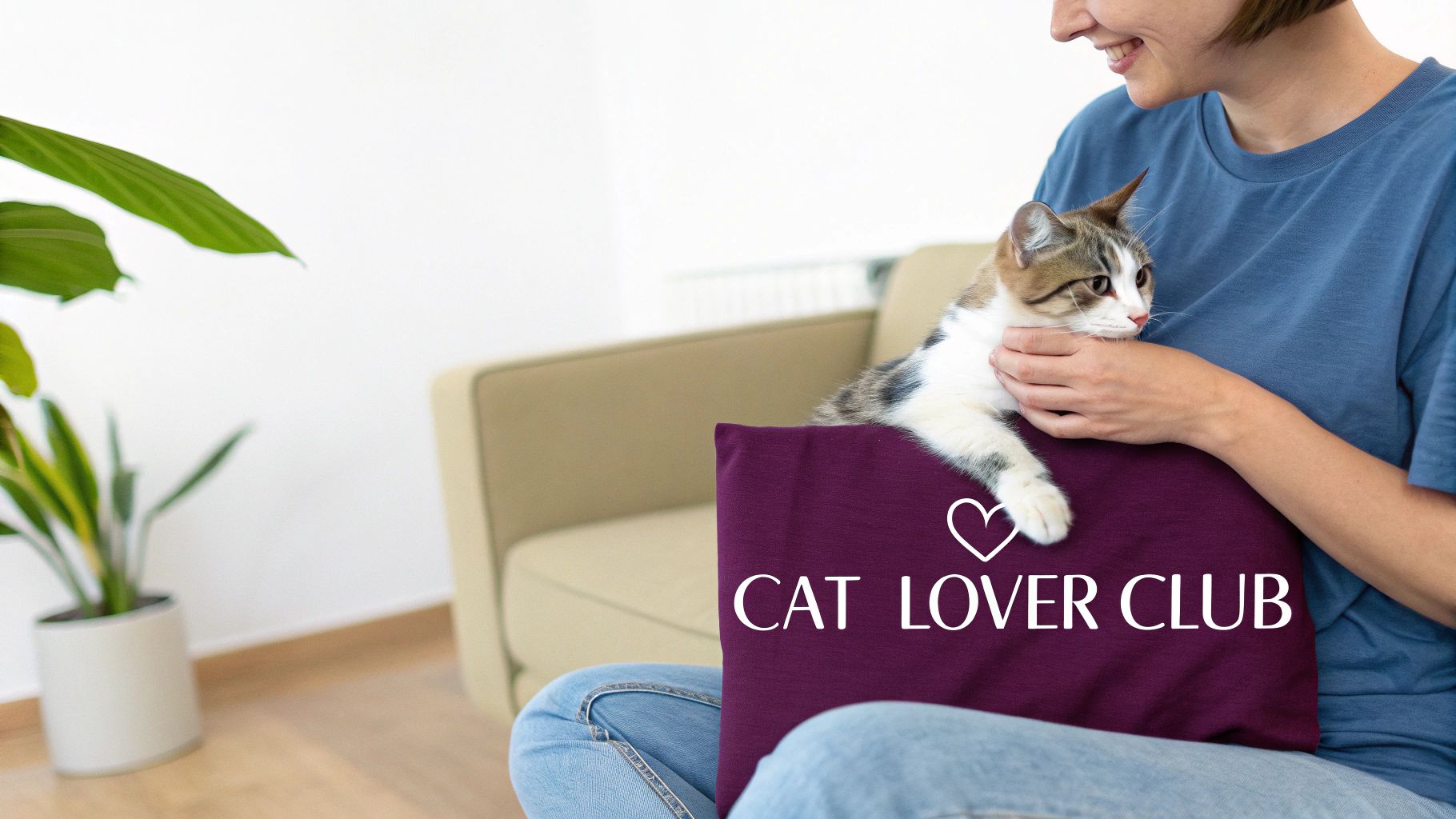 A person smiling while holding a cute ginger cat, both looking at the camera.