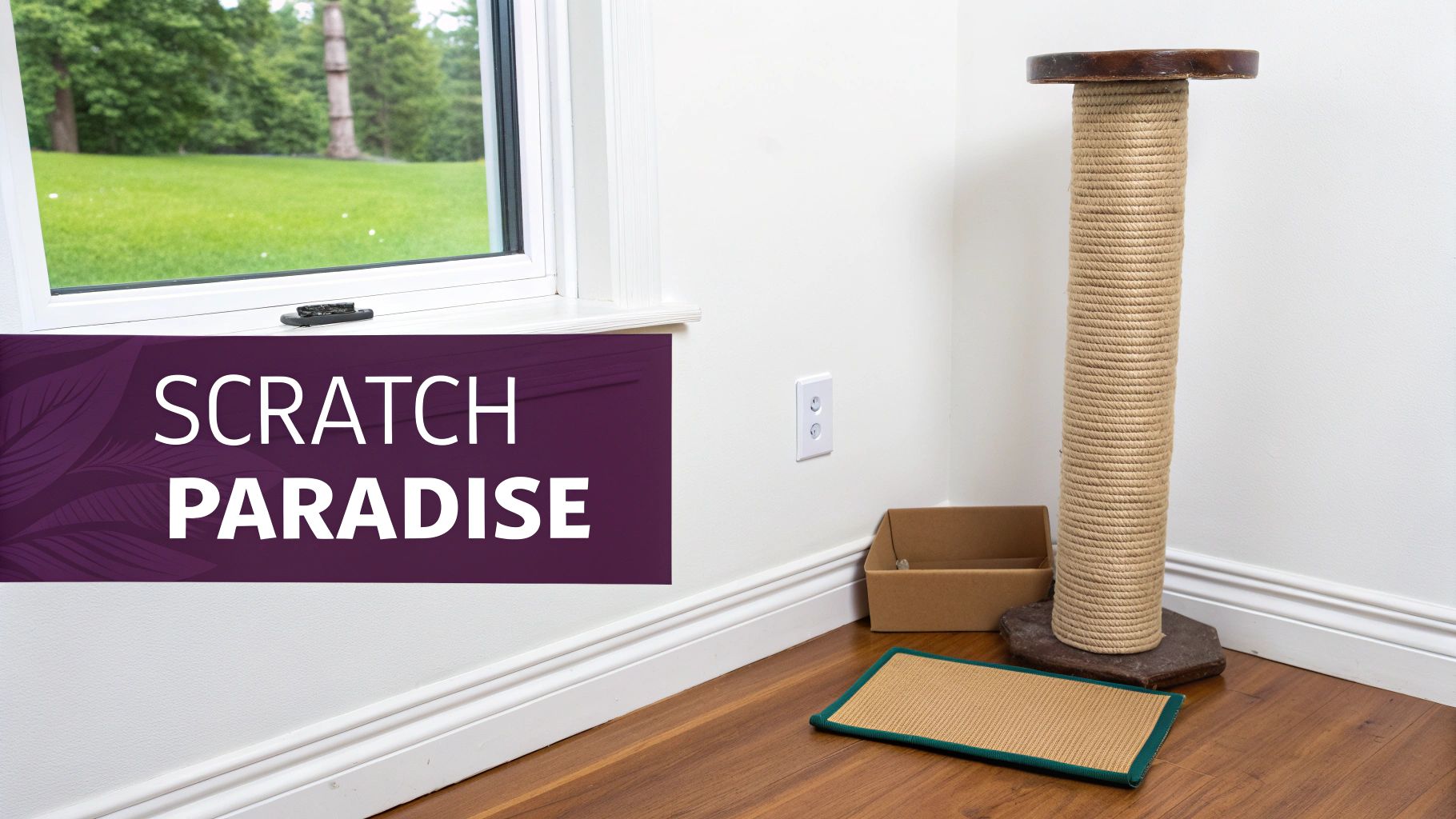 A cute cat enthusiastically scratching a modern sisal scratching post.