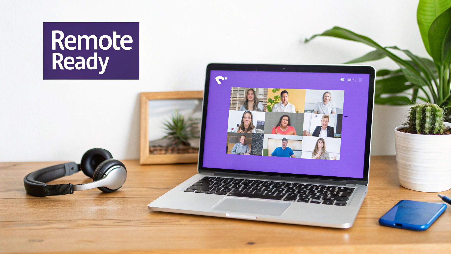 A remote team collaborating on a digital whiteboard during a virtual workshop