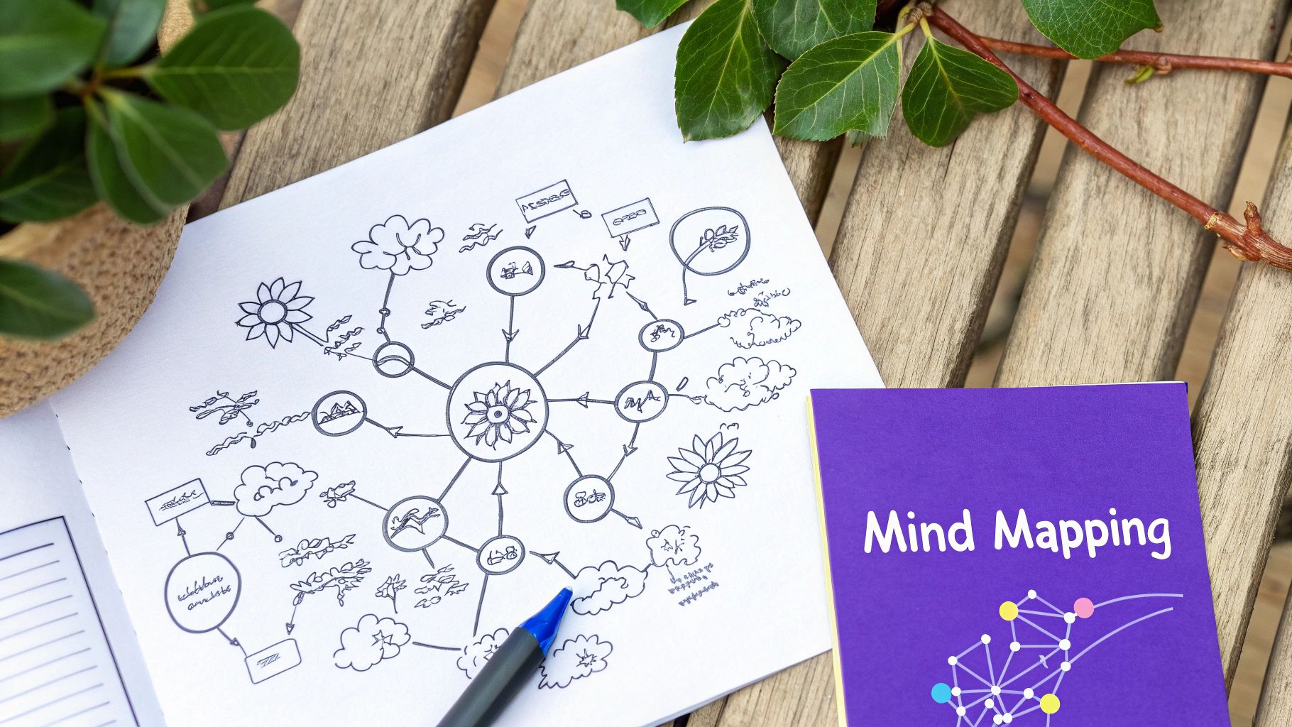 A mind map diagram showing a central idea with branching sub-topics.