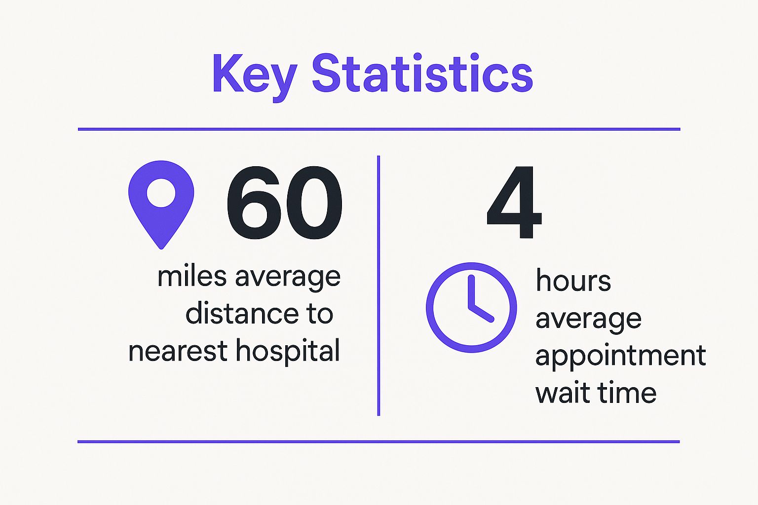 Infographic showing key data about Healthcare Access Problem Statement