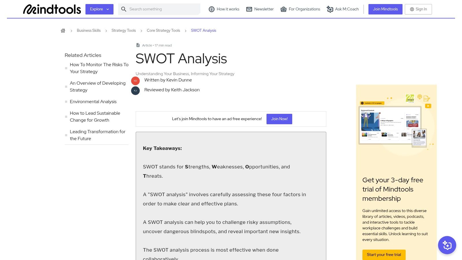 SWOT Analysis Matrix