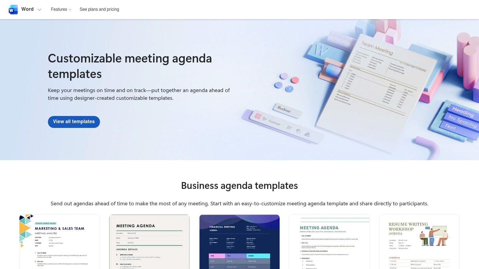 Microsoft Create – Agenda Templates