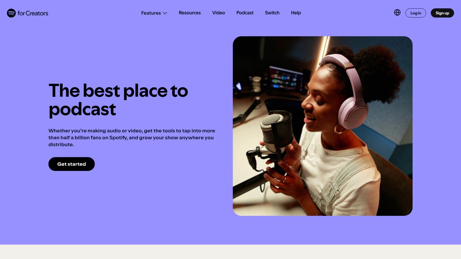 Spotify for Creators' dashboard showing podcast analytics and distribution status.