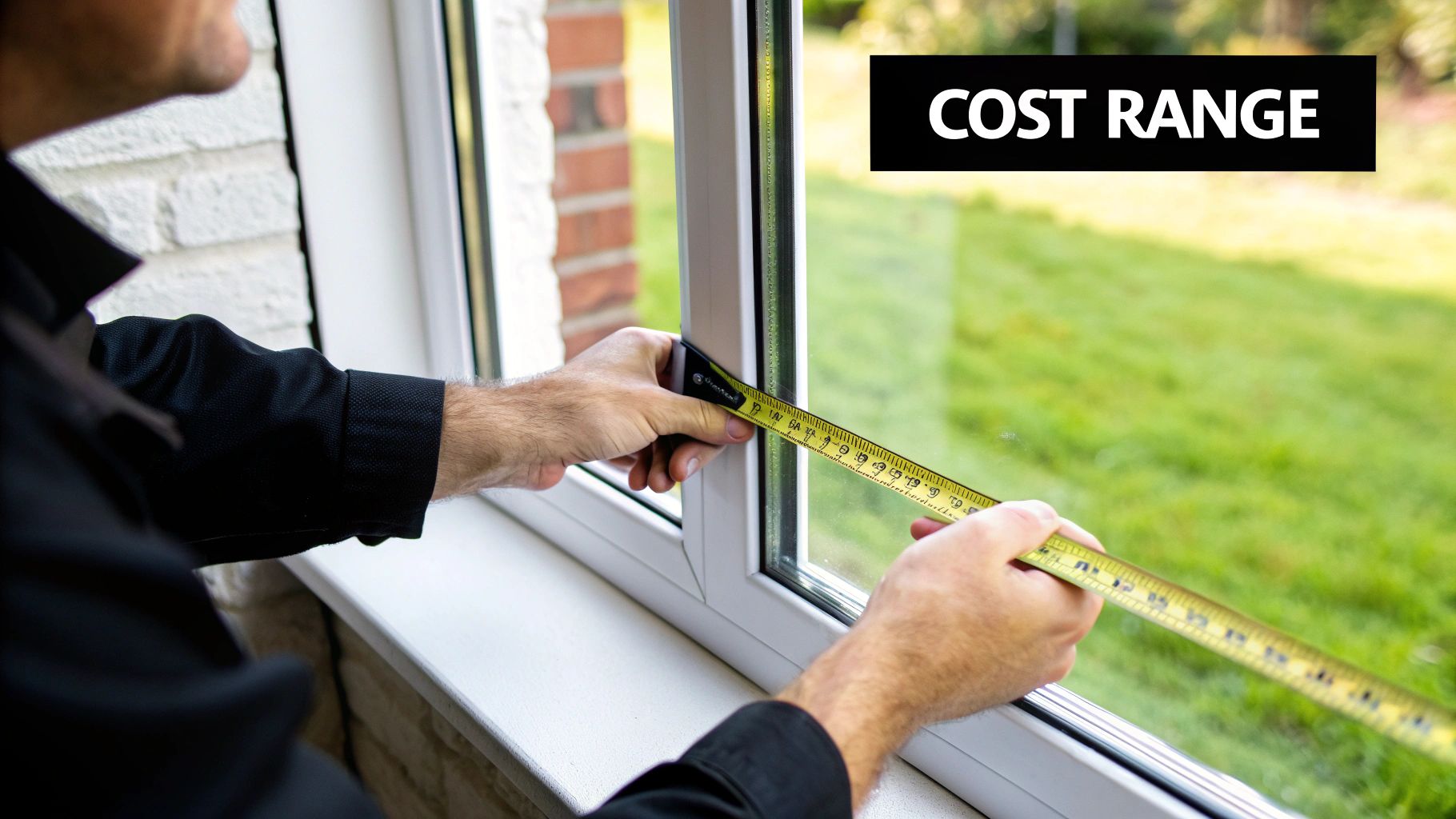 A person's hands carefully installing new mesh into a window screen frame with a spline tool.