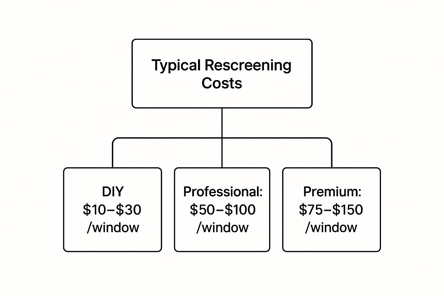 Infographic about cost to rescreen a window