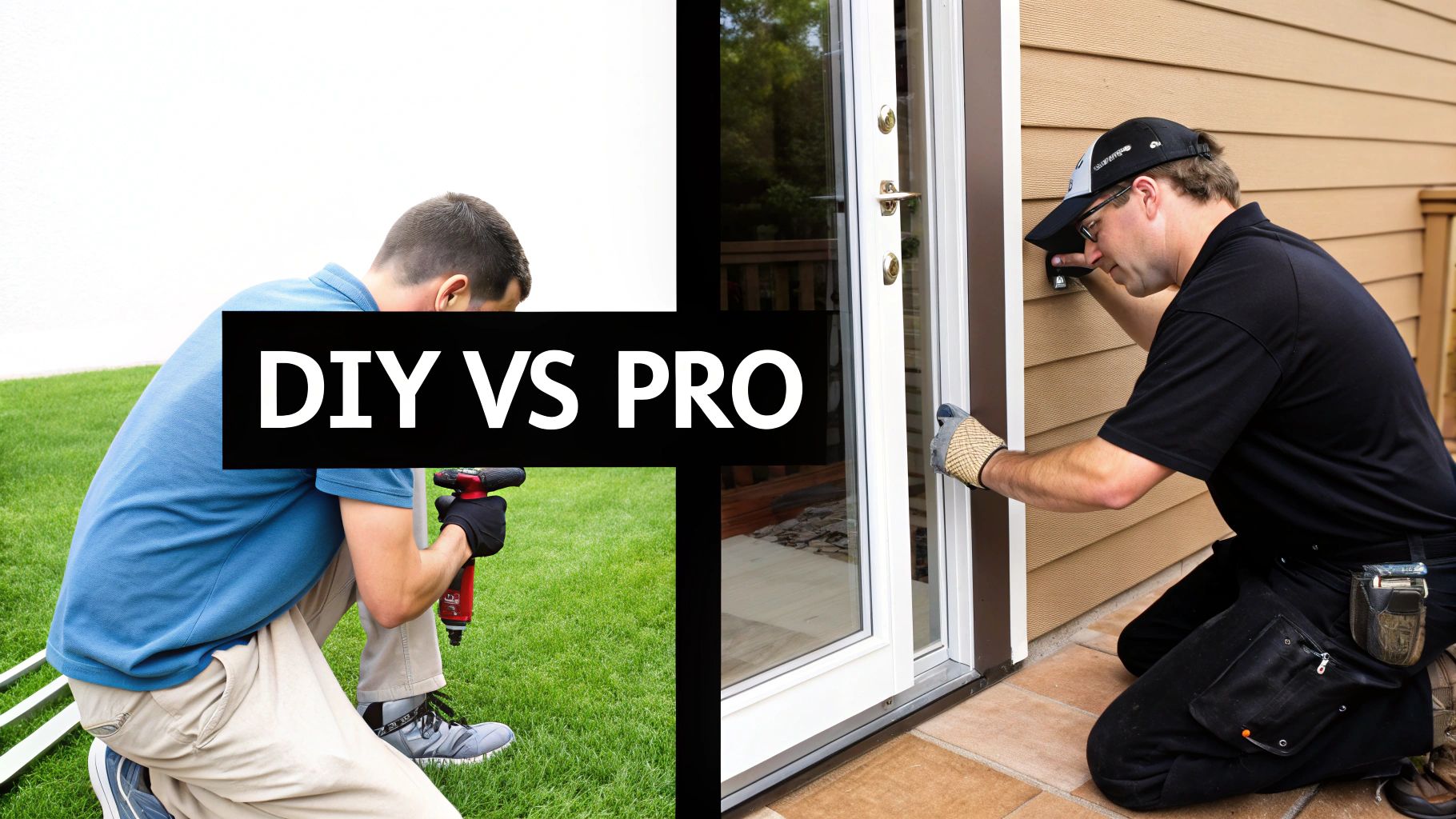 A magnifying glass hovering over a screen door, highlighting details like the mesh, frame, and rollers.