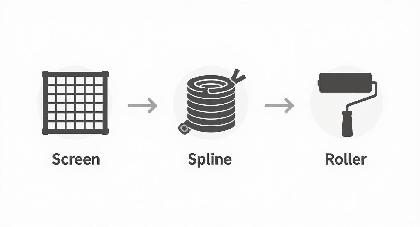 Infographic about window screen replacement diy