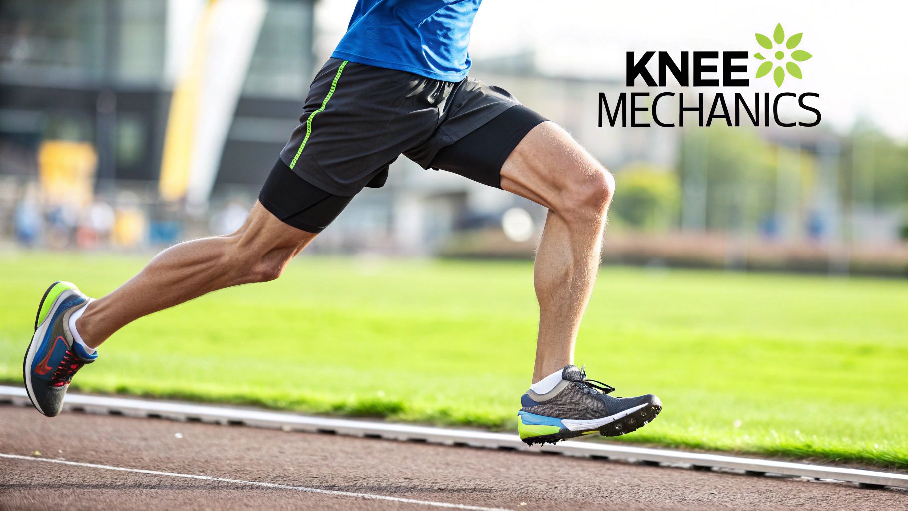 Runner with healthy knees running on a trail.